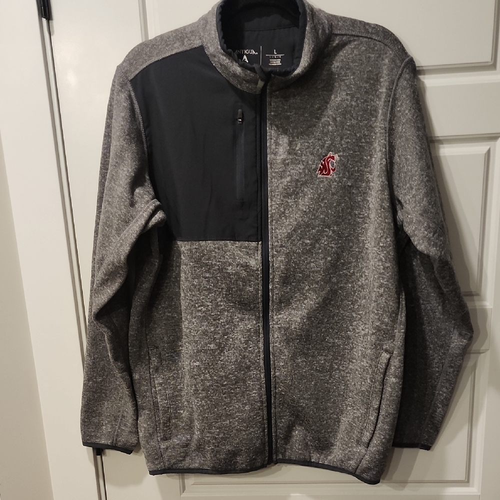 Antigua Heather Gray and Black Performance Jacket